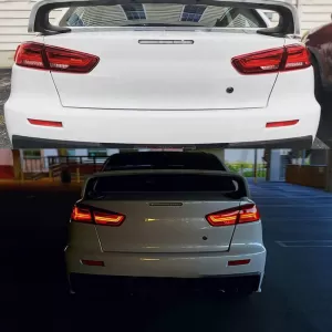 Tailights Set Suitable for Mitsubishi Lancer X 08-17 Led Bar Red/Crystal VLAND-image-6291091