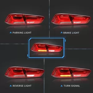 Tailights Set Suitable for Mitsubishi Lancer X 08-17 Led Bar Red/Crystal VLAND-image-6291092