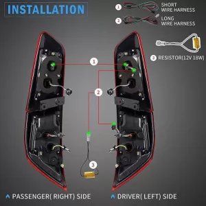 Tailights Set Suitable for Mitsubishi Lancer X 08-17 Led Bar Red/Crystal VLAND-image-6291095