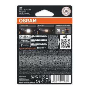 Led Bulb Festoon 29mm C5W SV8.5-8 12volt 1 watt 6000k Osram 6438DWΡ-01Β 1pc-image-6291129