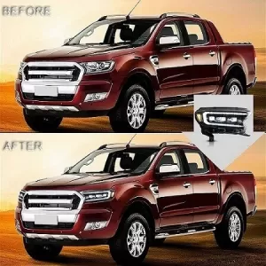 Headlights Set Suitable for Ford Ranger 15-20 DRL Dynamic Start Up Black Full Led With Motor VLand-image-6291634