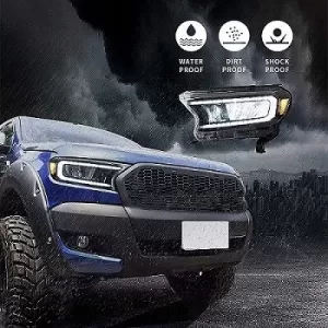Headlights Set Suitable for Ford Ranger 15-20 DRL Dynamic Black Full Led With Motor VLand-image-6291647