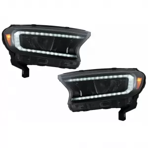 Headlights Set Suitable for Ford Ranger 15-20 DRL Dynamic Black Full Led With Motor VLand-image-6291649