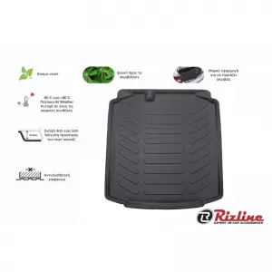 Trunk Mat 3D Suitable for Skoda Rapid Sedan 2013 - Black Rizline