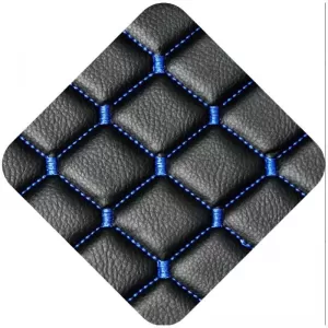 Semi Front Seat Covers PU Royal Black With Blue Seams 4 Pieces-image-6292487