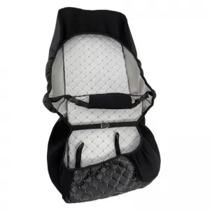 Semi Front Seat Covers PU Royal Black With Blue Seams 4 Pieces-image-6292490