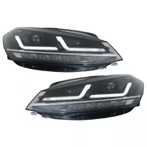 Headlights Set Suitable for VW Golf VII (7.5) 17-19 DRL Full LED Halogen Version Black LEDHL109-BK OsramLedriving-image-6292512