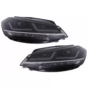 Headlights Set Suitable for VW Golf VII (7.5) 17-19 DRL Full LED Halogen Version Black LEDHL109-BK OsramLedriving-image-6292513