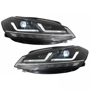 Headlights Set Suitable for VW Golf VII (7.5) 17-19 DRL Full LED Halogen Version Black LEDHL109-BK OsramLedriving-image-6292514