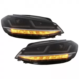 Headlights Set Suitable for VW Golf VII (7.5) 17-19 DRL Full LED Halogen Version Black LEDHL109-BK OsramLedriving-image-6292515