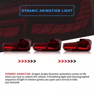 Tailights Set suitable for Bmw 3 F30 11-18 Sedan M4 Look OLed Dynamic Start Up Red/Crystal Vland-image-6292540