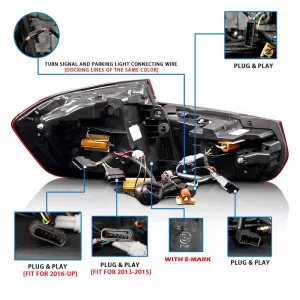 Tailights Set suitable for Bmw 3 F30 11-18 Sedan M4 Look OLed Dynamic Start Up Red/Crystal Vland-image-6292541