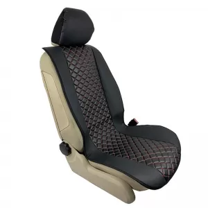 Seat Front Cushions PU Royal Black With Red Seam 2 Pieces-image-6292583