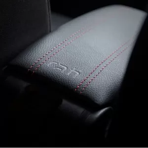 Armrest Armster OE1 TR Limited with USB suitable for Dacia Duster 2018+ without original elbowrest, black color with red stitching-image-6292925