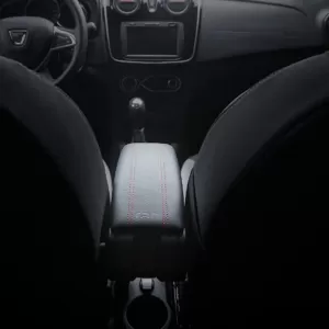 Armrest Armster OE1 TR Limited with USB suitable for Dacia Duster 2018+ without original elbowrest, black color with red stitching-image-6292929