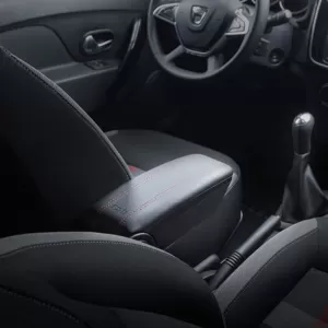 Armrest Armster OE1 TR Limited with USB suitable for Dacia Duster 2018+ without original elbowrest, black color with red stitching-image-6292930
