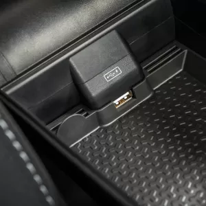 Armrest Armster OE1 TR Limited with USB suitable for Dacia Duster 2018+ without original elbowrest, black color with red stitching-image-6292933