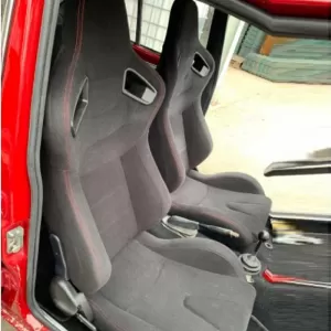 Bucket Seats R8 Style Fabric Black With Red Stitching Pair 2 Pcs-image-6293522