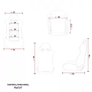 Bucket Seats Apollo Sport PVC Black With Red Stitching Pair 2 Pcs-image-6293532