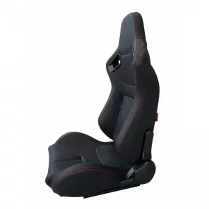 Bucket Seats R8 Style PVC Black With Red Stitching Pair 2 Pcs-image-6293544