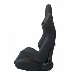 Bucket Seats R8 Style PVC Black With Red Stitching Pair 2 Pcs-image-6293545