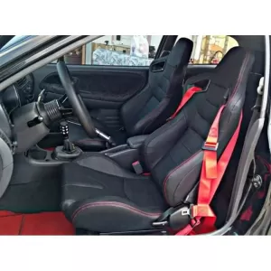 Bucket Seats R8 Style PVC Black With Red Stitching Pair 2 Pcs-image-6293551