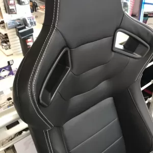 Bucket Seats R8 Style PVC Black With White Stitching Pair 2 Pcs-image-6293565