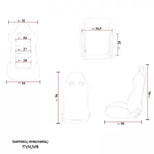 Bucket Seats RS Style Fabric Black With Red Stitching Pair 2 Pcs-image-6293573