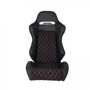 Bucket Seats Zeus M Power Design Design Design PVC/Suede Black Tricolor Seams & Cross Tricolor Stitching Pair 2 Pcs-image-6293579
