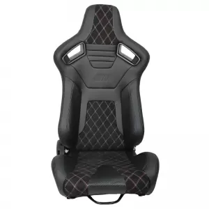 Bucket Seats R8 PVC Black with M Power Design Design Tri-Color Cross Stitching M Look Pair 2 Pcs-image-6293592