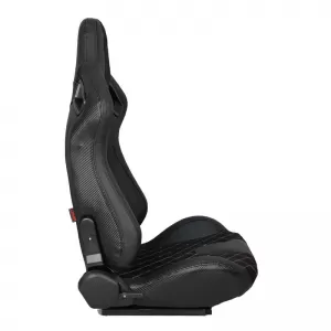 Bucket Seats R8 PVC Black with M Power Design Design Tri-Color Cross Stitching M Look Pair 2 Pcs-image-6293595