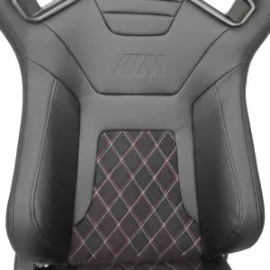 Bucket Seats R8 PVC Black with M Power Design Design Tri-Color Cross Stitching M Look Pair 2 Pcs-image-6293596