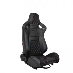Bucket Seats R8 PVC Black with M Power Design Design Tri-Color Cross Stitching M Look Pair 2 Pcs-image-6293597