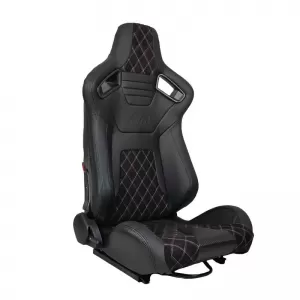Bucket Seats R8 PVC Black with M Power Design Design Tri-Color Cross Stitching M Look Pair 2 Pcs-image-6293598