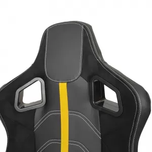 Bucket Seats RS Performance PVC / Suede / Fabric Black With Yellow Line Pair 2 Pcs-image-6293604
