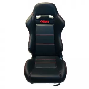 Bucket Seats Zeus PVC Black with Red Stitching and Carner Logo Pair 2 Pcs-image-6293672