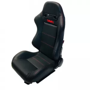 Bucket Seats Zeus PVC Black with Red Stitching and Carner Logo Pair 2 Pcs-image-6293673