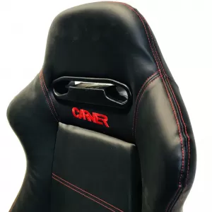 Bucket Seats Zeus PVC Black with Red Stitching and Carner Logo Pair 2 Pcs-image-6293674
