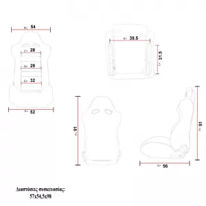 Bucket Seats Poseidon Fabric All Black Pair 2 Pcs-image-6293690