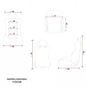 Bucket Seats RS Fabric Black With White Stitching Pair 2 Pcs-image-6293704
