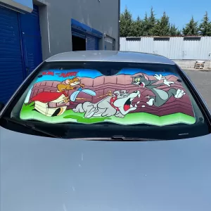 Sun Shade Interior Front Window Car suitable for Warner Bros Tom & Jerry & Dog 60 x 130 cm 9601-image-6293901