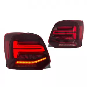 Tailights Set Suitable for VW Polo 6R 09-14 LED Bar Dynamic Red/Crystal VLand-image-6294339