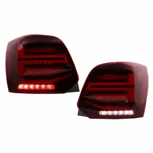 Tailights Set Suitable for VW Polo 6R 09-14 LED Bar Dynamic Red/Crystal VLand-image-6294343