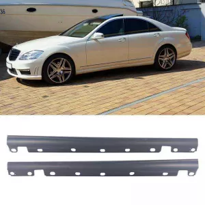 Side Skirts suitable for Mercedes-Benz S-Class W221 06-13 A Design S65 Look Long From Abs Plastic 2 pcs-image-6294515