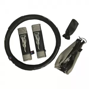 Husă volan PVC Flacără Gri Medie 38cm