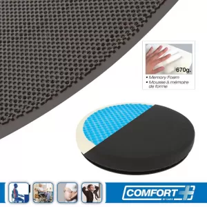 Seat Support Anatomic / Orthopedic Cushion Memory Foam & Gel Rotating RK19009 40x6cm Black 1 pc-image-6294753