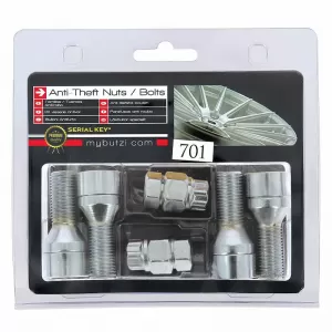 Antitheft Wheel Nuts / Bolts Butzi Premium Kit 6 pcs With Unique Key-Tool Type-FF M14x1.50 L28 T17-image-6294833