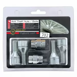 Antitheft Wheel Nuts / Bolts Butzi Premium Kit 6 pcs With Unique Key-Tool Type-EE M12x1.5 L26 T17-image-6294838