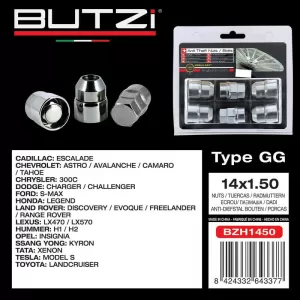 Antitheft Wheel Nuts / Bolts Butzi Premium Kit 6 pcs With Unique Key-Tool Type-GG M14x1.50 T19/21-image-6294845