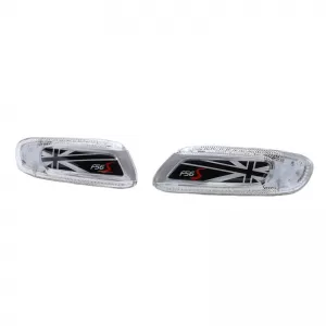 Side Fender Indicators suitable for Mini Cooper F56 13+ Union Jack Flag Black Led White 2 pcs-image-6294953